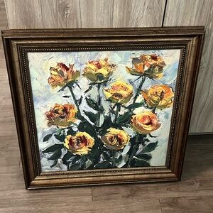 Textured floral framed art